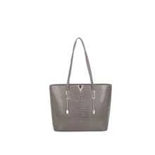 Women's Large Croco Tote Bag 38x10x30cm Elegant Shoulder Bag Spacious Luxury Modern Casual Chic Structured Bag For Work, College, Everyday Use Fashion - 灰色 - 查看 2