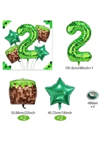 Set de 5 globos con números de temática de juego de píxeles, adecuado para fiestas y celebraciones de cumpleaños, decoración de pared - 1 - Ver 12