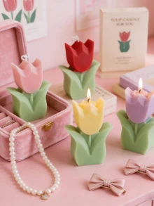 1支郁金香造型香薰蜡烛，郁金香造型香薰蜡烛，花朵造型，石蜡大豆蜡材质，适合家庭卧室、生日、婚礼、春季复活节派对等场合，也是馈赠亲友的理想之选。适合各种场合：圣诞节、生日、母亲节、父亲节、周年纪念日、感恩节、情人节等。 - A - 查看 2