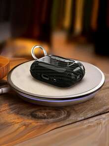 1pc Carbon Fiber Apple Protective Case With Keychain, Compatible With Apple 2nd Gen Charging Case - Black - View 1