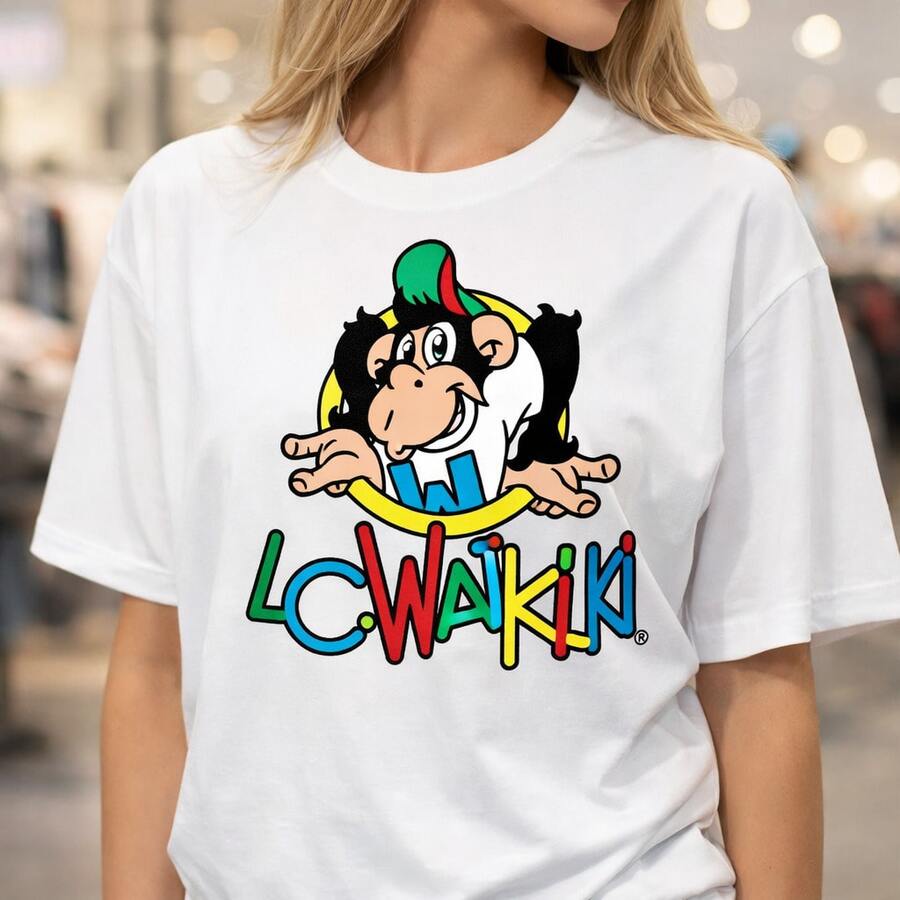 1 pieza, camiseta de algodón de talla grande para mujer, camiseta blanca casual con estampado de mono de dibujos animados de LC Waikiki, para uso diario, regalos de cumpleaños, regalos de Navidad, regalos de Halloween o como camiseta conmemorativa para amigos o seres queridos. También es adecuada como suéter. Entrega rápida. - Blanco - Ver 1