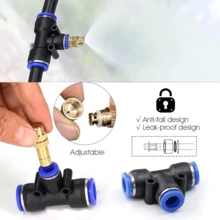 户外喷雾冷却系统套件，采用优质塑料材质，三通直管快插式接头，适用于花园灌溉喷雾器和花园浇水系统。 - 灌溉套裝 - 查看 5