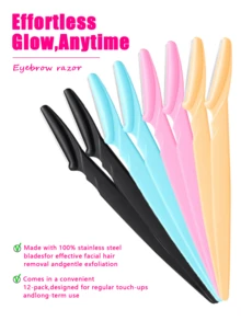 12pcs Women Eyebrow Razor, Facial & Body Hair Trimmer, Shaver, Covered Eyebrow Grooming Mini Beauty Tool Kit - Multicolor - View 3
