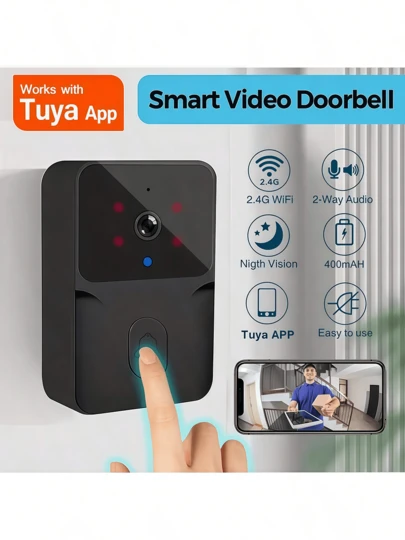 The Video Doorbell With A Camera, Wifi, Smart High-Definition Wireless Night Vision, Remote Electronic Peephole Camera Is Suitable For Home Use