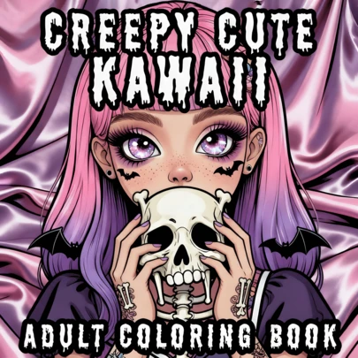 GDTME 1 Adult Coloring Book, 24 Thick Pages, Size 7.9" X 7.9", Cover Features Gothic Style Ombre Girl, Interior Contains Line Art Of Various Dark Cute Characters Like Cat-Eared Rose Girl, Starry Witch, Pumpkin Wreath Girl, Showcasing Unique Dark Cute Aesthetics, A High-Quality Option For Stress Relief And Dark Healing Immersion