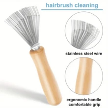 1/2pcs Stainless Steel Bristle Brush Cleaning Tool With Wooden Handle - Fine Hair Remover For Home And Salon Use - Multicolor - View 2