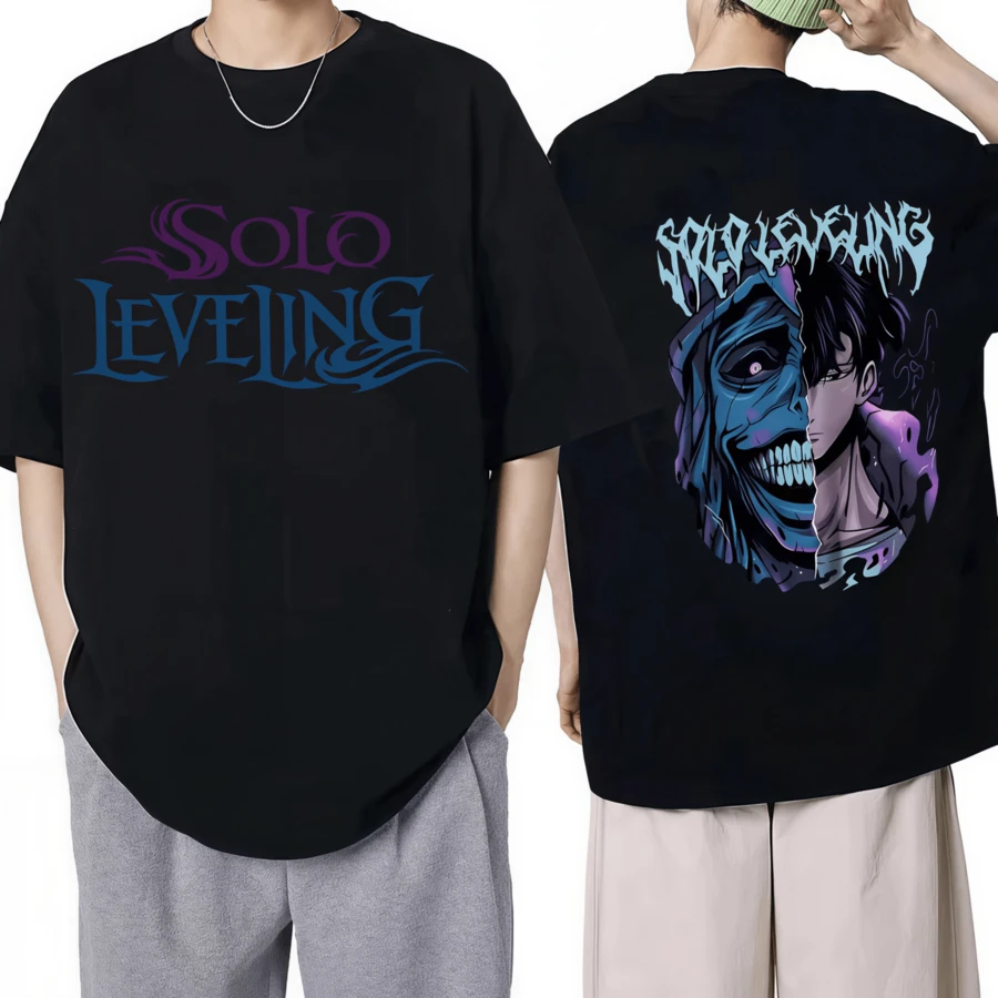 Men's Women's Mange T-Shirt Anime Solo Leveling Printed T-Shirt HIP HOP EU Size T-Shirt Gothic Graphic T-Shirts Tops Streetwear Clothing - 黑色2 - 查看 1