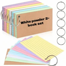 150张/套彩色活页卡片，带环，3x5英寸带横线索引卡，学习记忆卡，适用于学习、学校、大学用品 - 隨機色-3個 - 查看 17