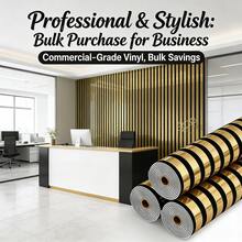 Brodark 1卷40x300厘米自粘镜面反光3D条纹设计墙贴，3D墙板，装饰瓷砖，港式金银色可选，耐用乙烯基泡沫背衬，可水洗防刮，适用于酒店、展览馆背景，可移除安装，使用灵活，视觉效果惊艳。 - 1PC - 查看 3