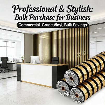 Brodark 1 Rolle 40x300cm selbstklebender Spiegelreflektierender 3D gestreifter Wandaufkleber, 3D Wandpaneel, dekorative Fliese, Farboptionen in Hongkong-Stil Gold & Silber, strapazierfähige Vinyl-Schaumstoff-Rückseite, abwaschbar & kratzfest, geeignet für Hotel, Ausstellungshalle Kulisse, abnehmbare Installation für flexible Nutzung, visuell auffallend