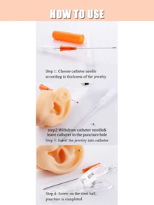 10支装穿刺针套装，包含14G、16G、18G、20G、22G五种尺寸的穿刺针，适用于鼻中隔环、肚脐环、耳软骨环、耳屏环、耳廓环、舌环、唇环、眉环等各种穿刺饰品。 - 彩色 - 查看 4