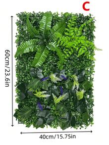 1片装抗紫外线人造植物墙板 - 可重复使用的仿真草坪和花卉背景，适用于家居和花园、圣诞节、万圣节、复活节装饰、户外使用，尺寸为15.7英寸 x 23.6英寸；人造常绿常春藤和蕨类植物叶子墙板 - 逼真的塑料绿色背景，适用于婚礼、派对、活动、室内/室外装饰、派对背景，纹理叶子设计 - 綠色 - 查看 17