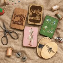 木质磁性针盒，木质磁性缝纫工具收纳盒，姜黄色，经久耐用，便携式设计，方便携带的储物盒 - 多色 - 查看 2