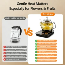 Electric Glass Tea Kettle With Removable Infuser, 0.8L/27oz, Smart Temperature Control, Hot Water Kettle, Brewing Tea Pot, Tea Maker, Keep Warm, Auto Shut Off. - US A Type Plug(110-127V) - View 8