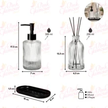 Bathroom Set Glass Tray Diffuser Room Freshener Liquid Soap Dispenser Bathroom Hygiene Luxury 557 - Minh bạch - Xem 2