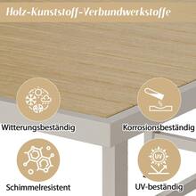Garden Table And Chair Set, Garden Furniture Set, Ideal For 6 People, Contains 1 Table And 6 Chairs, Galvanized Steel Tube Frame, Plastic Wood Tabletop, Braided Rope Design, Khaki + Beige - Khaki - View 3
