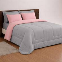 BEDDING SET TENDERNESS KIT DOUBLE SIDED QUEEN DOUBLE DUVETER WITH 03 PIECES PROMOTION! - (STRAW / ROSE) - 灰色與粉紅色 - 查看 2
