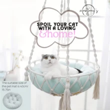 A Large, Hand-Woven Rope Bed Designed Specifically For Cats, Serving As A Pet Swing And Indoor Nest. It Provides A Comfortable Resting Area For Two Cats. It Is Highly Durable And Can Support Significant Weight. - 11.81 Inches In Diameter - View 3