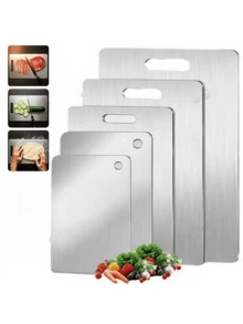 High-Quality Stainless Steel Cutting Board Set - Durable, Easy To Clean, Essential For Kitchen And Outdoor, Space-Saving, Anti-Rust, Suitable For Food - Silver - View 2