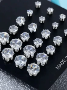48/24 Stücke minimalistischer, eleganter Modeschmuck-Set mit Strass-Geometriemuster, geeignet für Frauen für Urlaub, Party, Date, Bankett, Reise, Fotoshooting, tägliches Styling, neuer vielseitiger Allround-Stil - Silber - Übersicht 4