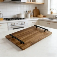 木质托盘、平底寿司托盘、长方形茶盘、小型茶盘、带把手茶具和小吃托盘 - 查看 7