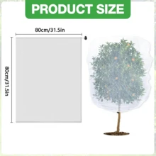 2 PIEZAS Red de barrera de insectos y pájaros con cordón - 80 x 80 cm Malla de jardín para proteger plantas, frutas, cítricos y flores de insectos y pájaros - Multicolor - Ver 3