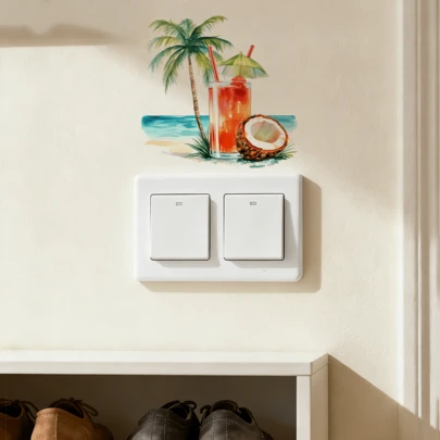 1/5 Stücke tropische Strand-Themen Lichtschalter Aufkleber, abnehmbar und wasserfest, können Lichtschalter und Steckdosen dekorieren, geeignet für Schlafzimmer, Wohnzimmer, Küchen und Strandvillen.