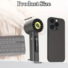 USB Rechargeable Turbo Handheld Fan, Small Portable Desktop Fan, Adjustable 1-100 Wind Speed, Battery Capacity Display, Suitable For Summer Camping Travel Outdoor, Comes With Hanging Strap And Compass - Handheld - View 2