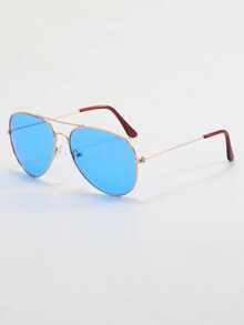 Men's Metal Frame Aviator Fashion Glasses, Retro Accessory For Beach, Suitable For Summer Beach Vacation, Outdoor Travel, Back To School, Creating Fashionable College Style - Army Green - View 2