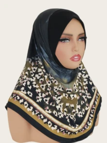 1pc Women's Printed Crystal Linen Fabric Elastic Super Soft Muslim Headscarf, Convenient Headwear,Beach,Holiday - Crystal Linen Headscarf In Multiple Colors - View 12