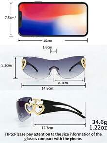 Kính thời trang không gọng hình trái tim, tròng kính chuyển màu dành cho nữ, phù hợp để đeo hàng ngày. - Yêu chân trà dần dần lát trà - Xem 3