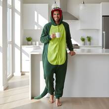 Adult Dinosaur Hooded Kigurumi Pajama Suit - Green - View 10