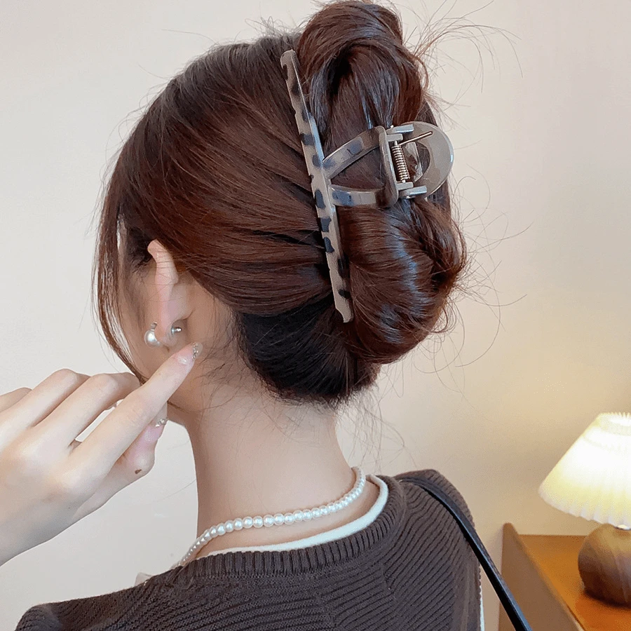 1个豹纹发爪夹，简约时尚，优雅个性，百搭发饰 - 咖色 - 查看 1