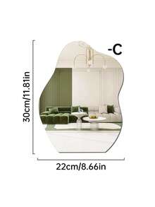 1 Miếng dán tường trang trí hình gương không đều, dày 2mm, chất liệu acrylic, thích hợp cho phòng ngủ, phòng khách, phòng tắm, nhà bếp. - không đều - Xem 13