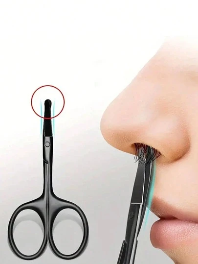 1pc/2pcs /4pcs Women's Men's Stainless Steel Nose Hair Trimmer, Round Head Small Scissors, Eyebrow Trimming Tool, Cleaning Scissors