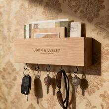 Personalized Wooden Key Holder Rack, Custom Engraved Entryway Key Hook, Solid Wood Key Organizer Wall Mount - Multicolor - View 11
