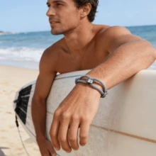 1 chiếc vòng tay nam tối giản dạng dây bện, vòng tay bạc hình số 8 thủ công, quà tặng cho bạn trai, bố, kỷ niệm. - Vòng tay thắt nút hình số tám - Xem 2