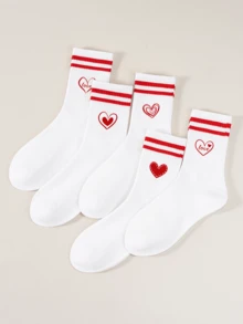 1/5 Pares de Meias Brancas Unissex, Meias Casuais Respiráveis e Macias para Casais, Adequadas para Primavera, Verão, Meias Esportivas Absorventes de Umidade para Caminhada Diária, Corrida, Fitness e Uso Doméstico, Podem Ser Usadas como Presente de Páscoa, Dia dos Namorados ou Adulto - Branco - Visão 2