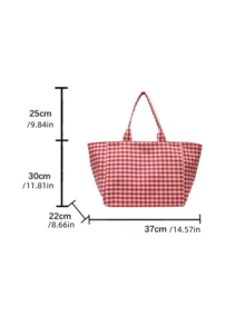 (Kustom) Tas Tote Kanvas Minimalis Kotak-kotak Berkapasitas Besar dengan Bordir Personal, Tas Kanvas Serbaguna yang Dapat Disesuaikan, Cocok untuk Pantai Musim Semi/Panas, Tas Bahu Multifungsi Ringkas Berkapasitas Besar, Cocok untuk Rekreasi Luar Ruangan, Perjalanan Pantai, Wisata, Belanja, dan Perjalanan Sehari-hari - MultiWarna - View 8