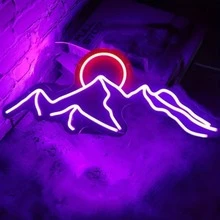 Berg Neon LED Lichtschild, Sonnenaufgang & Sonnenuntergang für Schlafzimmer, Wohnzimmer, Hotel, Wanddekoration Weihnachtsgeschenk - Sonnenaufgang und Sonnenuntergang - Übersicht 5