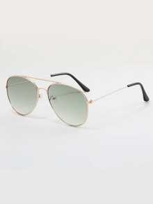 Men's Metal Frame Aviator Fashion Glasses, Retro Accessory For Beach, Suitable For Summer Beach Vacation, Outdoor Travel, Back To School, Creating Fashionable College Style - Army Green - View 7