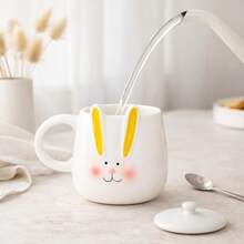 1pc Ceramic Rabbit Shaped Mug | Cute Cartoon Coffee/Tea Cup, Adorable Animal Gift For Girls And Kids - Pink - View 3