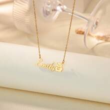 A Custom-Designed Stainless Steel Pendant Necklace With A Bear Pattern, Made With Your Name, As A Birthday Gift. - Multicolor - View 3