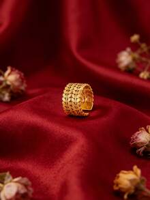 2件套 - 叶子和水滴形不锈钢手镯和戒指套装，细节精致，工艺精湛，耐磨不易褪色，叠戴在一起可打造更丰富、更美观的造型。 - 金色 - 查看 4