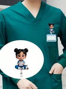 2D Flat Acrylic Nurse Girl ID Card Holder - Retractable Badge Clip, Suitable For Medical Students And Nurse Practitioners - PMMA Material Workplace Identification Badge Clip | Fun Design | Acrylic Nurse Accessories Back To School Season Teacher Gift - Multicolor - View 6