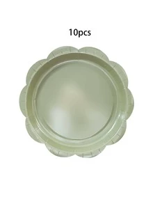 10pcs/20pcs/30pcsSage Green Flower Shaped Paper Plates - 2 Size (9inch/7inch) Disposable Dinner Plates For Birthday Party Baby-Shower Wedding Bridal Shower Boho Party Tableware Decorations Men Women - Mouse Green - View 7