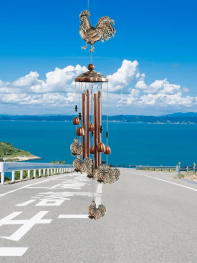 1pc Vintage Metal Wind Chime With Rooster Pattern, Suitable For Garden, Balcony, Yard, Porch Decor, Outdoor Hanging, Mother's Day Gift