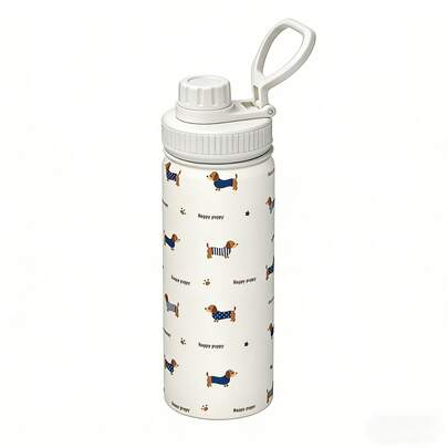 1pc 800ml Blue Dachshund Pattern Stainless Steel Vacuum Insulated Water Bottle, Suitable For Gift, Home, Office, And Car Use, Also A Great Christmas Gift For Family And Friends