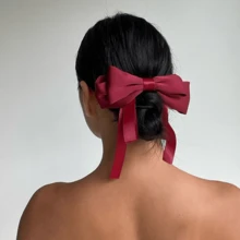 Bowknot Hair Clip With Satin Ribbon, Korean Elegant Gentle Elegant High-End Style - Multicolor - View 12