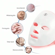 7-Color LED Face Mask, LED Facial Beauty Device, Home Facial Skincare Tool - Multifärgad - Visa 7